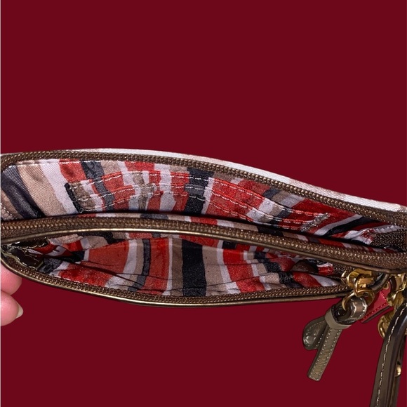 Coach Watercolor Print Polka Dot Double Zip Wristlet- Like New - Picture 3 of 4